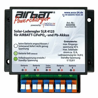AIRBATT SLR-4125 solar charge controller for 4 lead & LiFePO4 batteries in glider trailer
