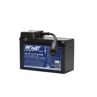 AIRBATT Energiepower AIR-LPB 12-9 BT AVIONIC 12V 9Ah LiFePO4 avionic battery pole cover with 10A-fuse and car-connector (Coupling) over middle
