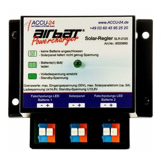 AIRBATT SLR-2125 solar charger controller for 2 lead & LiFePO4 batteries in trailer