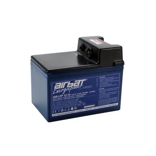 AIRBATT Energiepower LiFePO4 12V 15Ah Supply Battery pole cover with 10A-fuse and XLR-connector (Coupling) over middle