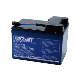 AIRBATT Energiepower LiFePO4 12V 15Ah Supply Battery pole cover with 10A-fuse and MPX-connector (Coupling) over middle