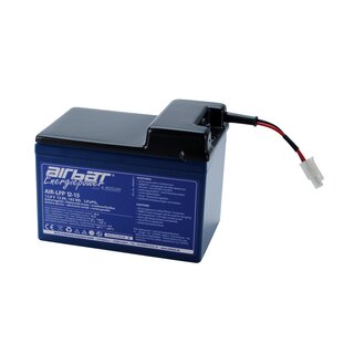 AIRBATT Energiepower LiFePO4 12V 15Ah Supply Battery pole cover with 10A-fuse and Tamiya-connector (Coupling) front