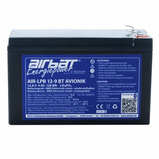 AIRBATT Energiepower AIR-LPB 12-9 BT AVIONIK 12,8V 9Ah LiFePO4 Avionikbatterie