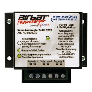 AIRBATT SLRK-1252 Solarladeregler für 2 Blei- & LiFePO4-Batterien im