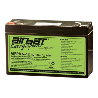 AIRBATT Energiepower AIRPB 6-12 6V 12Ah VRLA/AGM avionic battery