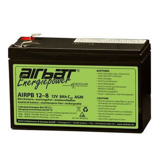 AIRBATT Energiepower AIRPB 12-8 12V 8Ah cycle-resistant VRLA/AGM avionic battery