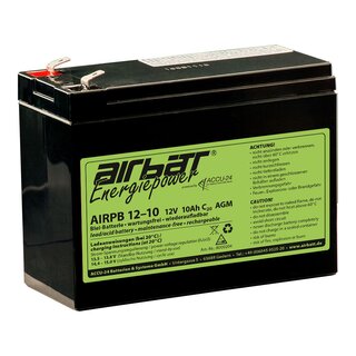 AIRBATT Energiepower AIR-PB 12-10 12V 10Ah cycle-resistant VRLA/AGM avionic battery  without pole cover