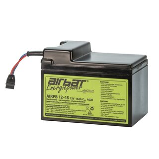 AIRBATT Energiepower AIR-PB 12-15 12V 15Ah cycle-resistant VRLA/AGM avionic battery  pole cover with 10A-fuse and MPX-Plug front