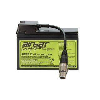 AIRBATT Energiepower AIRPB 12-8 12V 8Ah cycle-resistant VRLA/AGM avionic battery  pole cover with 10A-fuse and XLR-Plug over middle