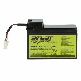AIRBATT Energiepower AIRPB 12-8 12V 8Ah cycle-resistant VRLA/AGM avionic battery  pole cover with 10A-fuse and Tamiya-Plug front