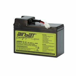 AIRBATT Energiepower AIRPB 12-8 12V 8Ah cycle-resistant VRLA/AGM avionic battery  pole cover with 10A-fuse and Tamiya-Plug over middle