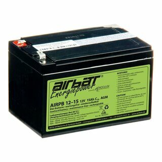 AIRBATT Energiepower AIR-PB 12-15 12V 15Ah cycle-resistant VRLA/AGM avionic battery  pole cover with 10A-fuse and Tyco-Plug over middle